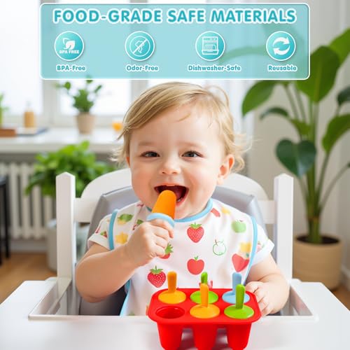 Classic Miaowoof Silicone Popsicles Molds for Toddlers, 6-Cavity Non-BPA for Daily Use
