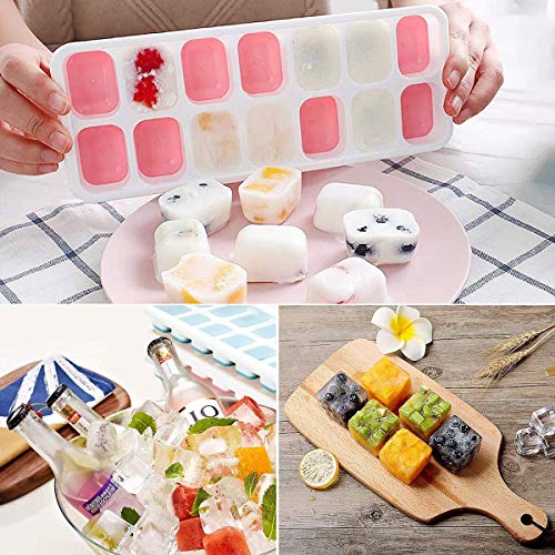 Classic Ice Cube Trays, Silicone simple-Release and pliable 14-Ice Trays with Essentials
